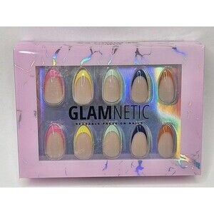 Glamnetic Reusable Press-On Nails Sprinkles Short Almond 24 Nail Kit New W/Glue